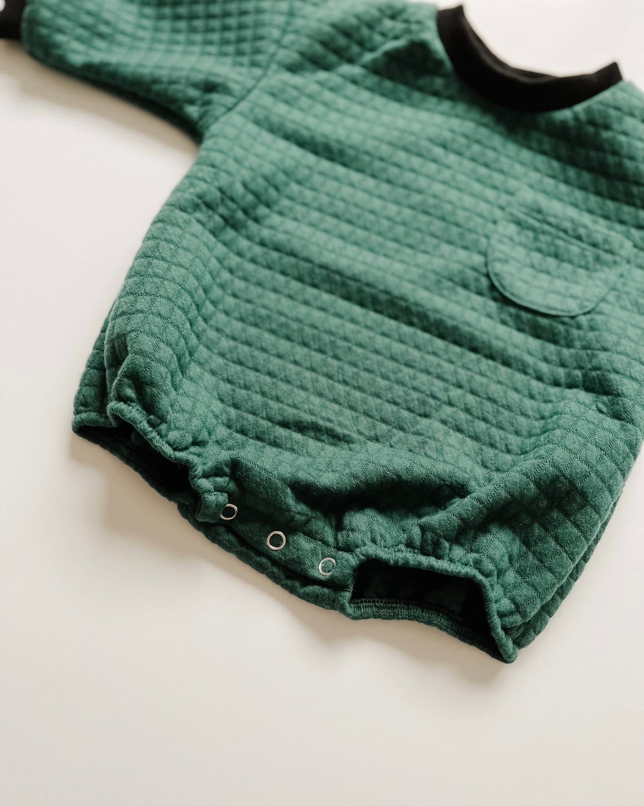 Quilted Sweatshirt Romper - Green