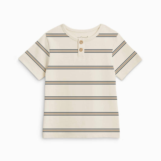 Reef Henley Crew Neck Tee- Oak Stripe/ Harbor + Tan