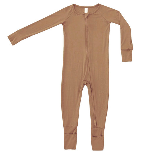 Organic Bamboo Viscose Zipper Romper- Clay