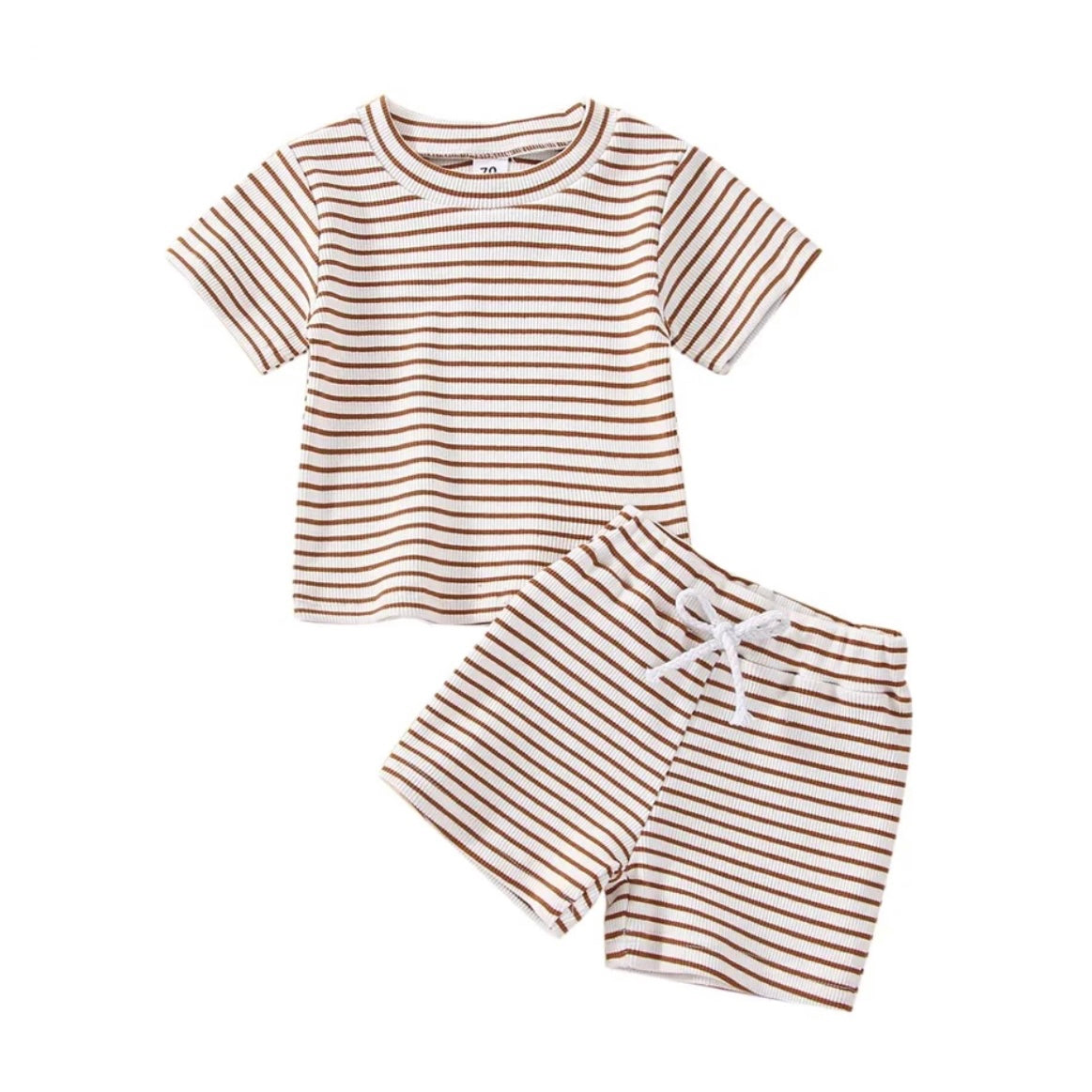 Ribbed Striped Two Piece Set - Rust Stripe