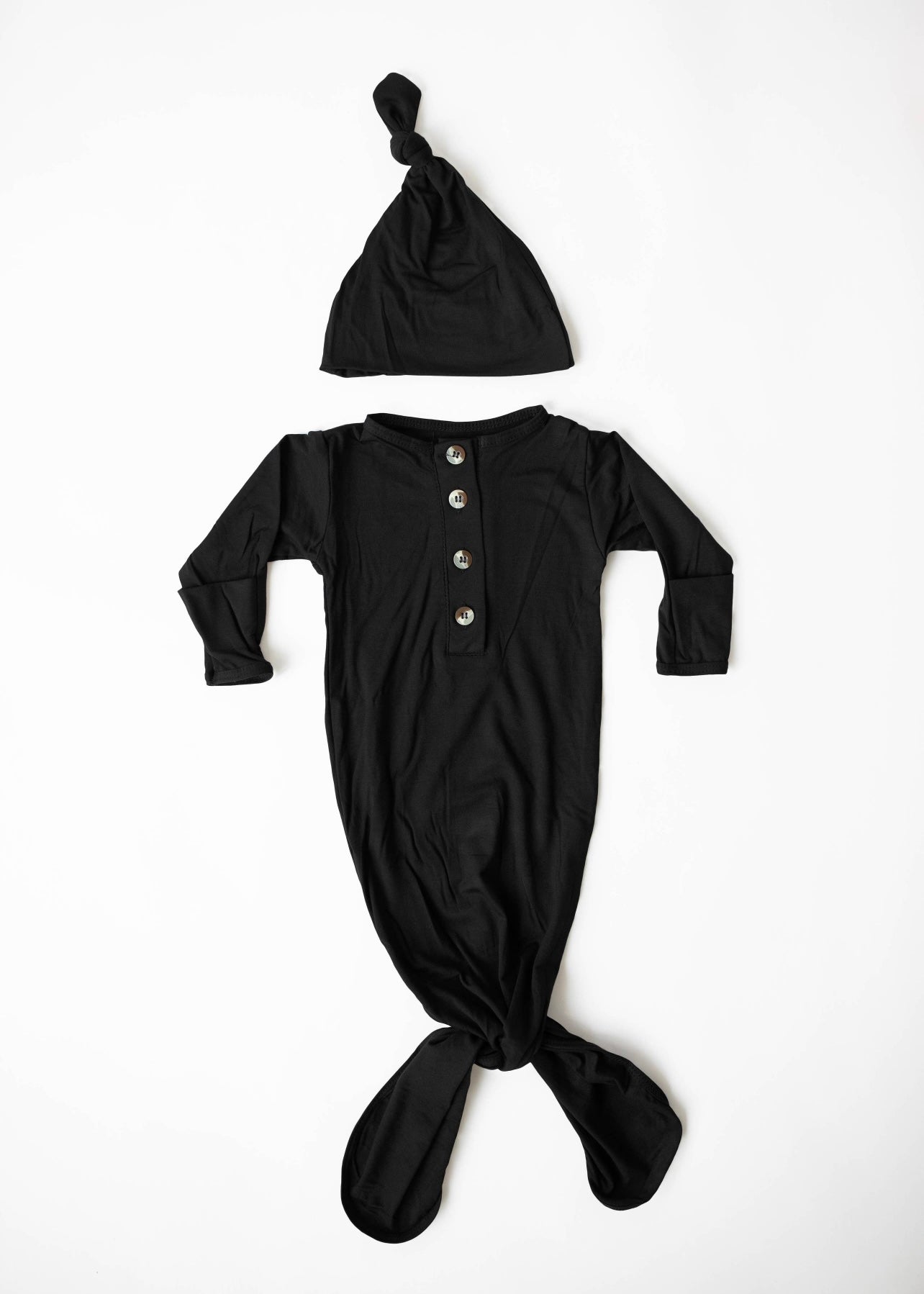 Knotted Baby Gown and Hat Set (Newborn - 3 mo.) - Black